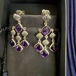David Yurman Earrings Amethyst and sterling Silver .925 Chandelier Beautiful